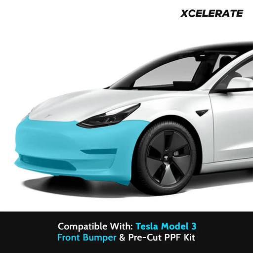 Compatible with Tesla Model 3 (2017-24) Front Bumper PPF Kit TPU Pre-Cut Paint Protection Film Clear Bra (Sensor Uncut)