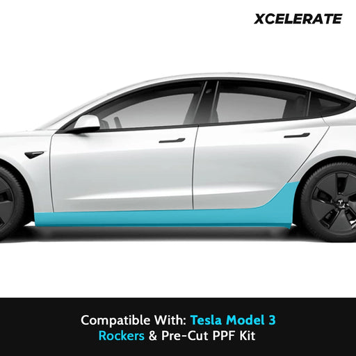 Compatible with Tesla Model 3 (2017-24) Full Rockers PPF Kit TPU Pre-Cut Paint Protection Film Clear Bra - Tools Included