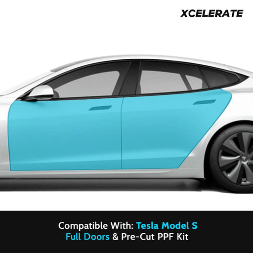 Compatible with Tesla Model S (2021-24) Full Doors PPF Kit TPU Pre-Cut Paint Protection Film Clear Bra