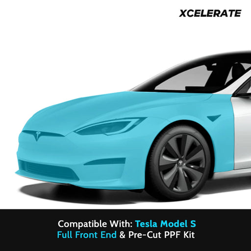 Compatible with Tesla Model S (2021-24) Full Front End PPF Kit TPU Pre-Cut Paint Protection Film Clear Bra