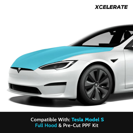 Compatible with Tesla Model S (2021-24) Full Hood PPF Kit TPU Pre-Cut Paint Protection Film Clear Bra