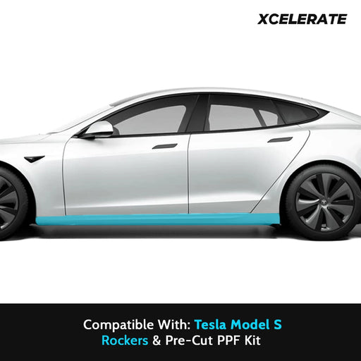 Compatible with Tesla Model S (2021-24) Door Rockers PPF Kit TPU Pre-Cut Paint Protection Film Clear Bra - Tools Included