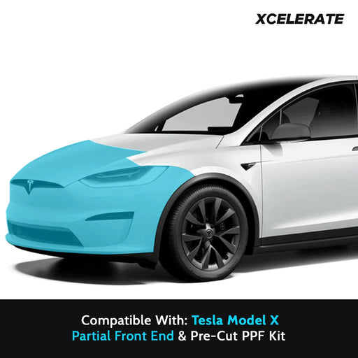 Compatible with Tesla Model X (2022-24) Partial Front End PPF Kit TPU Pre-Cut Paint Protection Film Clear Bra