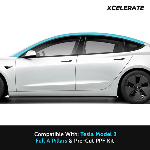 Compatible with Tesla Model 3 (2017-24) A Pillers PPF Kit TPU Pre-Cut Paint Protection Film Clear Bra