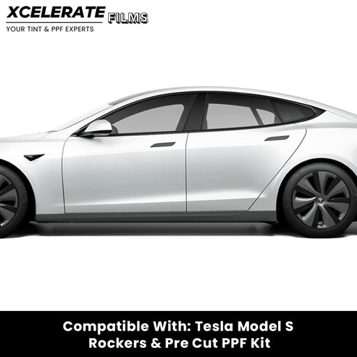 XCelerate Films Compatible with Tesla Model S (2021-23) Door Rockers PPF Kit TPU Pre-Cut Paint Protection Film Clear Bra - Tools Included