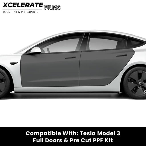 XCelerate Films Compatible with Tesla Model 3 (2017-23) Full Doors PPF Kit TPU Pre-Cut Paint Protection Film Clear Bra