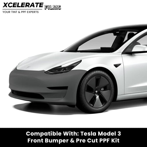 XCelerate Films Compatible with Tesla Model 3 (2017-23) Front Bumper PPF Kit TPU Pre-Cut Paint Protection Film Clear Bra (Sensor Uncut)