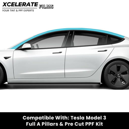 XCelerate Films Compatible with Tesla Model 3 (2017-23) A Pillers PPF Kit TPU Pre-Cut Paint Protection Film Clear Bra