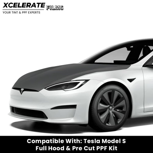 XCelerate Films Compatible with Tesla Model S (2021-23) Full Hood PPF Kit TPU Pre-Cut Paint Protection Film Clear Bra