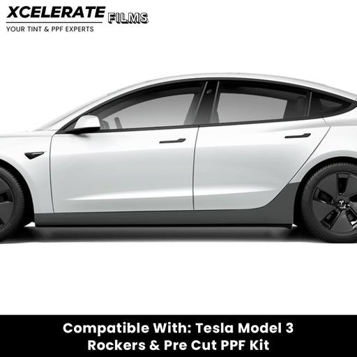 XCelerate Films Compatible with Tesla Model 3 (2017-23) Full Rockers PPF Kit TPU Pre-Cut Paint Protection Film Clear Bra - Tools Included