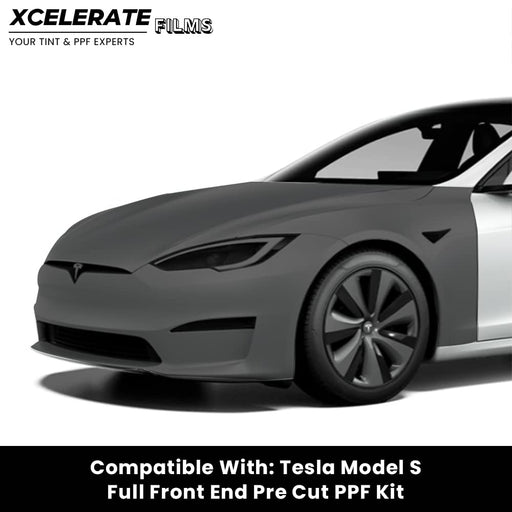 XCelerate Films Compatible with Tesla Model S (2021-23) Full Front End PPF Kit TPU Pre-Cut Paint Protection Film Clear Bra