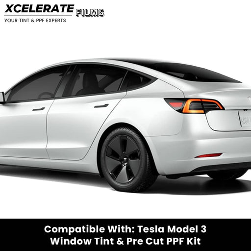 XCelerate Films Tesla Pre-Cut Ceramic Window Tint Kit Film for Model 3 - Ultimate Heat Rejection, UV & Glare Protection - DIY Installation