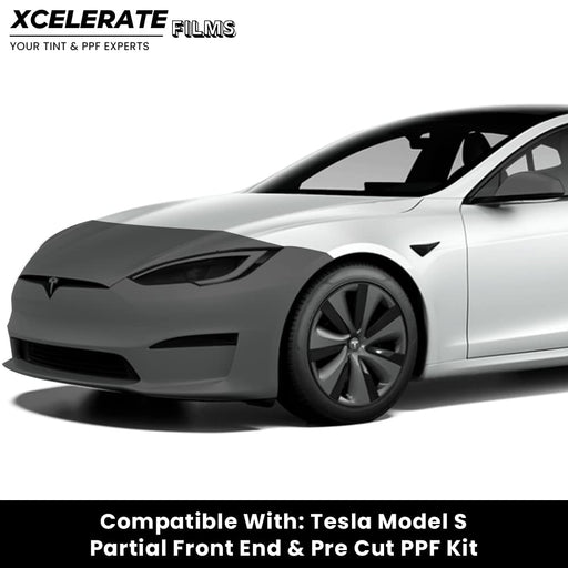 XCelerate Films Compatible with Tesla Model S (2021-23) Partial Front End PPF Kit TPU Pre-Cut Paint Protection Film Clear Bra