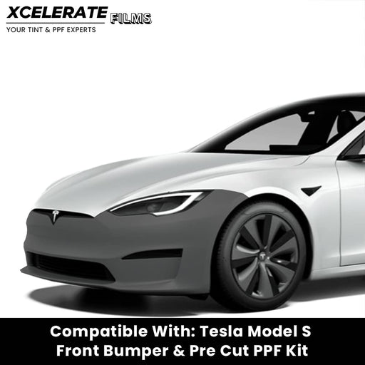 XCelerate Films Compatible with Tesla Model S (2021-23) Front Bumper PPF Kit TPU Pre-Cut Paint Protection Film Clear Bra - Tools Included