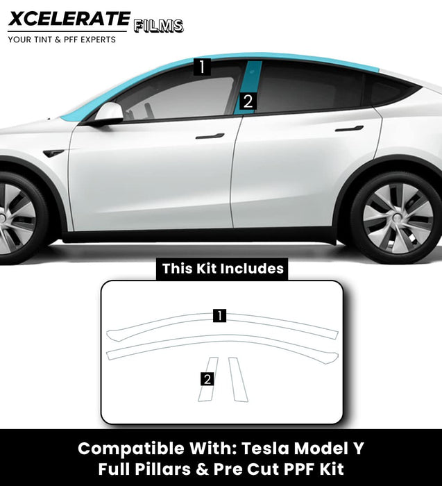 XCelerate Films Compatible with Tesla Model X (2022-23) A Pillers PPF Kit TPU Pre-Cut Paint Protection Film Clear Bra